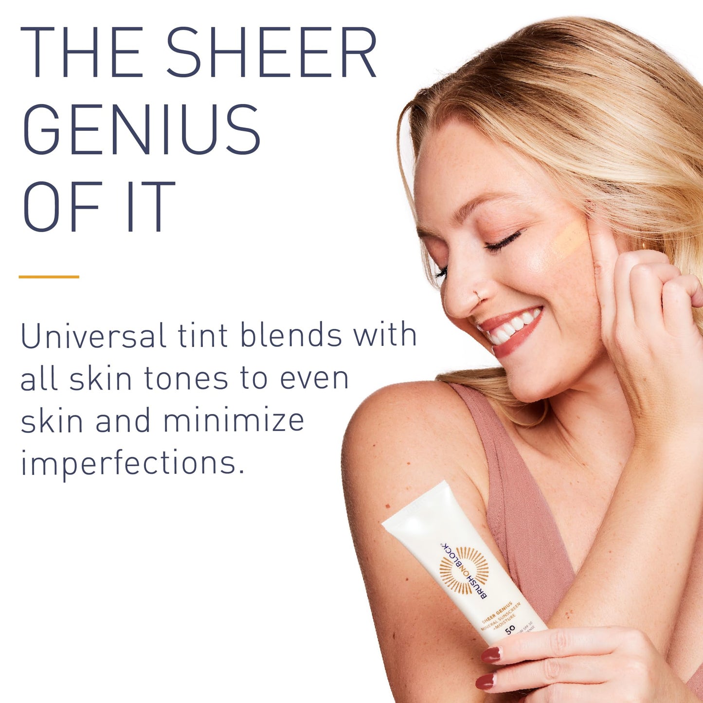 Brush On Block Tinted Mineral Sunscreen Moisturizer SPF 50 | Tinted Face Moisturizer with Sunscreen Broad Spectrum | Hydrating Hyaluronic Acid, Zinc Oxide Protection, 1.7oz, PA ++++, Made in USA