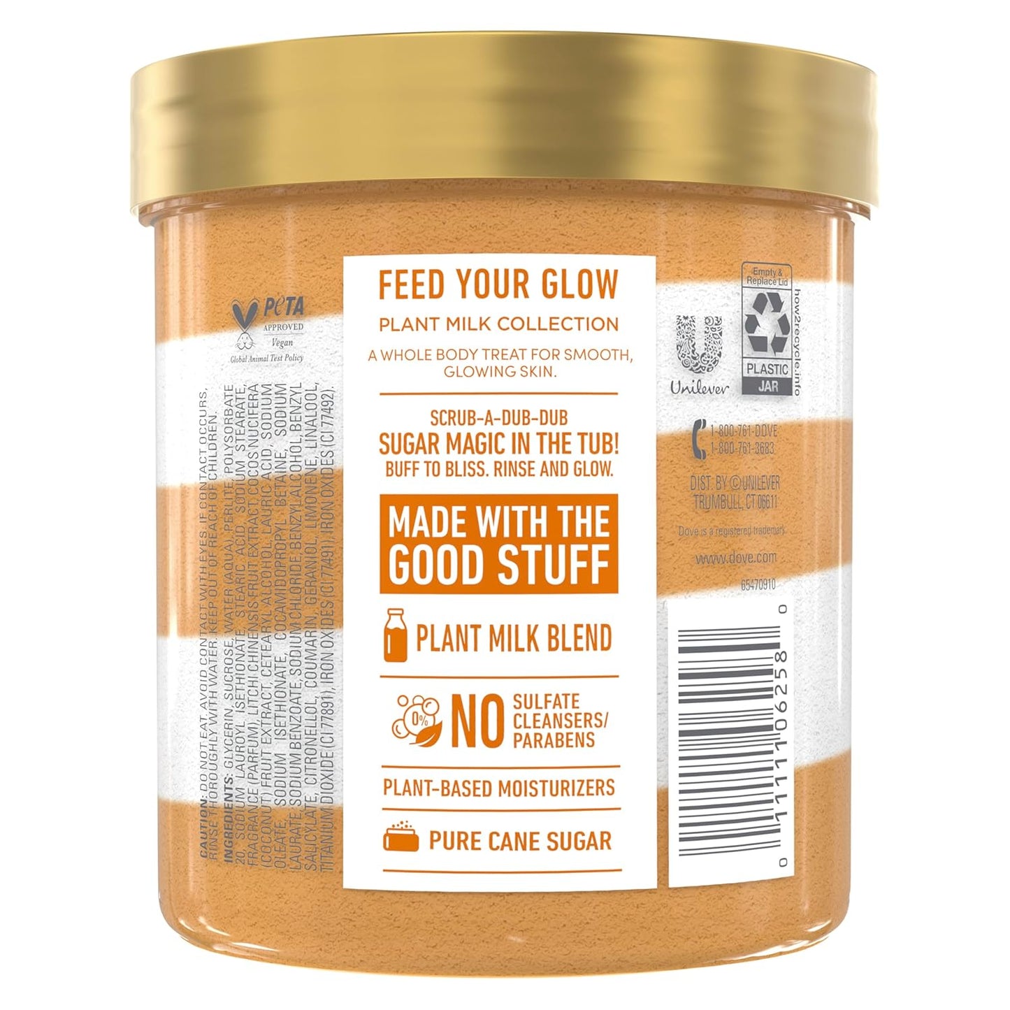 Dove Sugar Body Scrub - Coconut & Lychee Exfoliating Scrub for Hydrated Skin | 15 oz