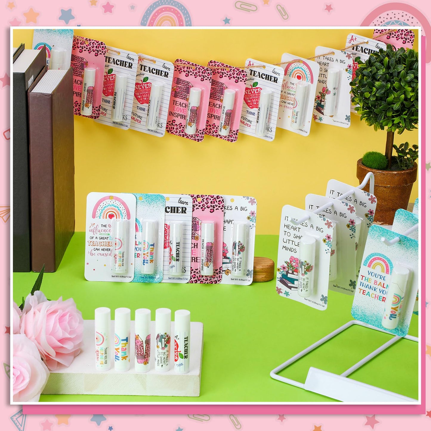Sacubee 60 Pack Teacher Employee Appreciation Gift Bulk Lip Balm Employee Staff Appreciation Teacher Staff Team Thank You Gift Bulk Honey Flavor Balm Inspirational Party Favor for Women Men (Classic)