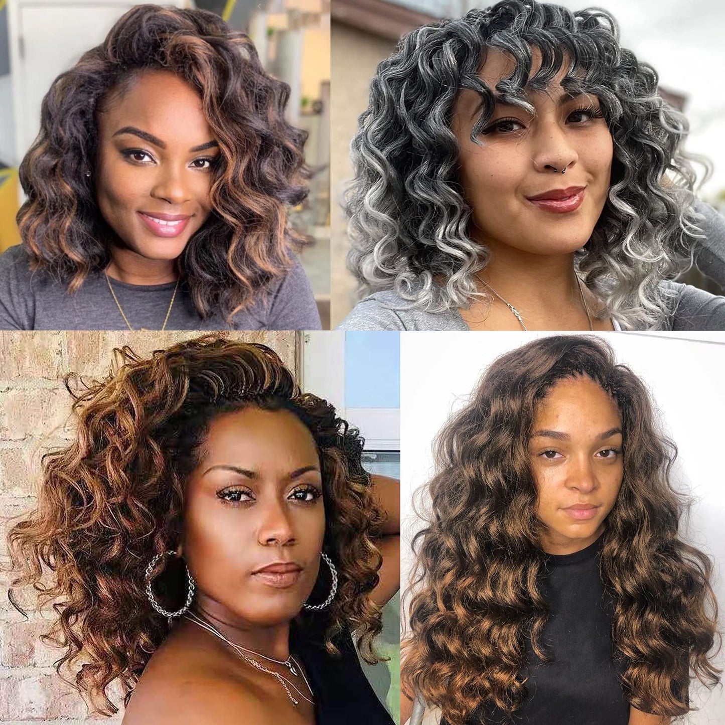 7 Packs Ocean Wave Crochet Hair 18 Inch Long Curly Braiding Deep Ocean Wave Hair Short Wavy Crochet Braids Synthetic Hair Extensions for Women (18Inch (Pack of 7), 1B)