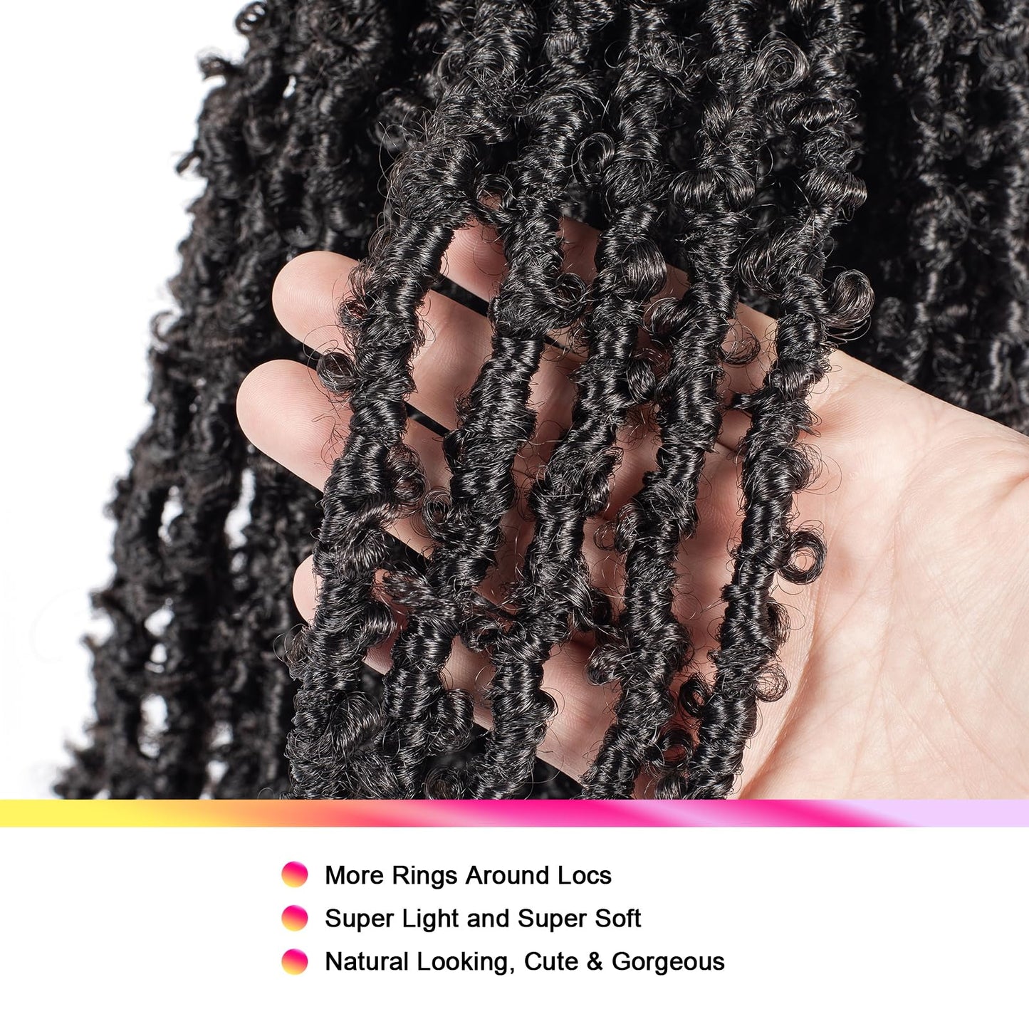GUOHUI Super Light Butterfly Locs Crochet Hair 12 Inch 6 Packs Pre-Looped Soft Distressed Faux Locs Braids for Women Kids (12 Inch,2#)