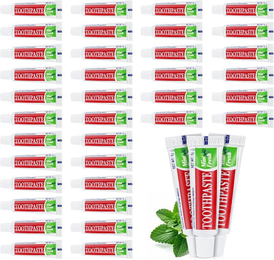 Travel Size Toothpaste - Mini Mint Disposable Tubes | 200 Count, 0.17 oz Each for Hotels, Camping, and Charities