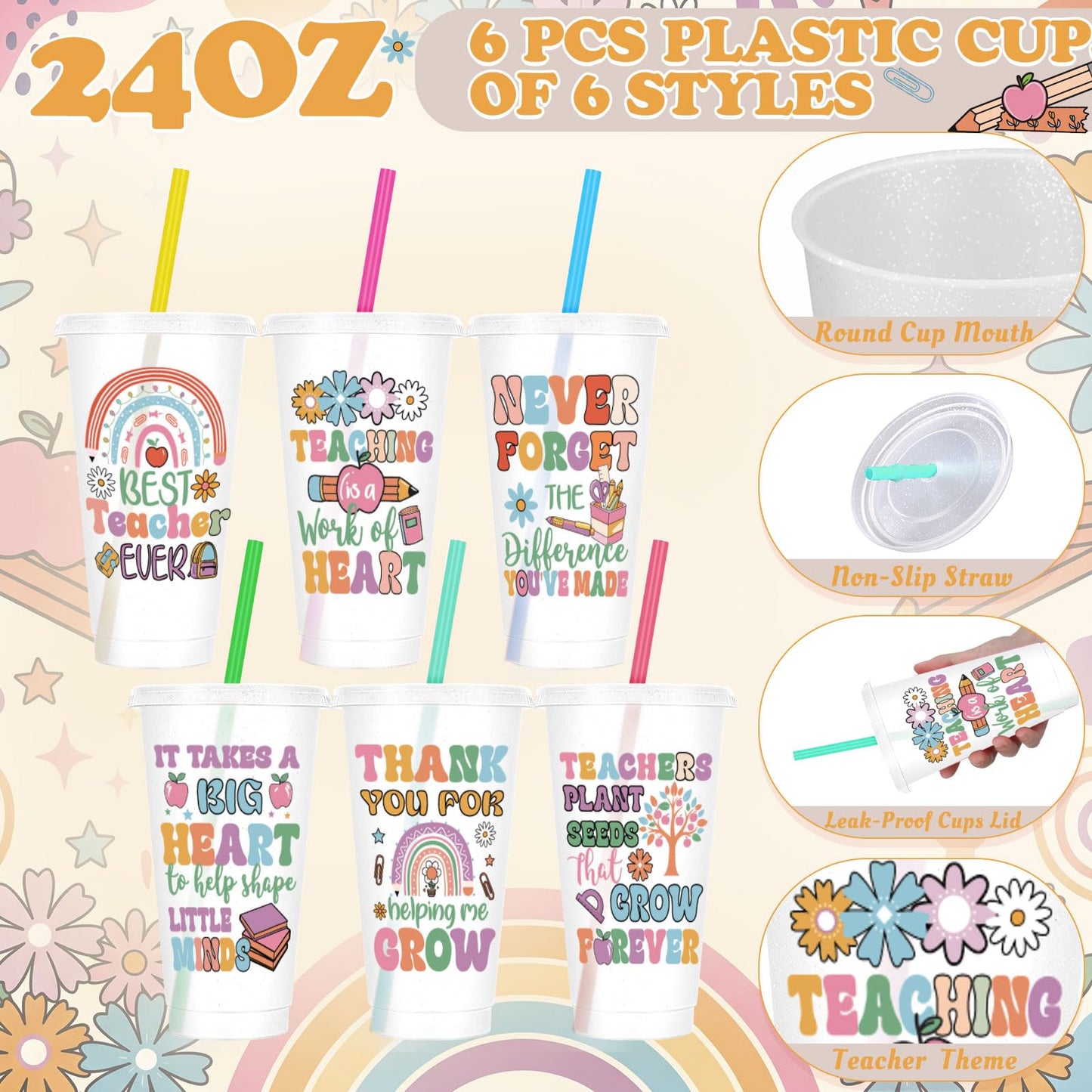 Funnymoom 24 Pcs Christmas Gifts Set Include 24 oz Merry Christmas Plastic Tumbler Cup with Lids and Straw Makeup Cosmetic Bag Candy Cane Crew Sock Keychain for Xmas Winter Friendmas Gifts