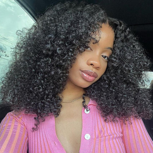 10A Afro Kinky Curly Bundles Human Hair 100% Unprocessed Virgin Brazilian Curly Weave Human Hair 2 Bundles 8 10 Inch Natural Black Color for Women