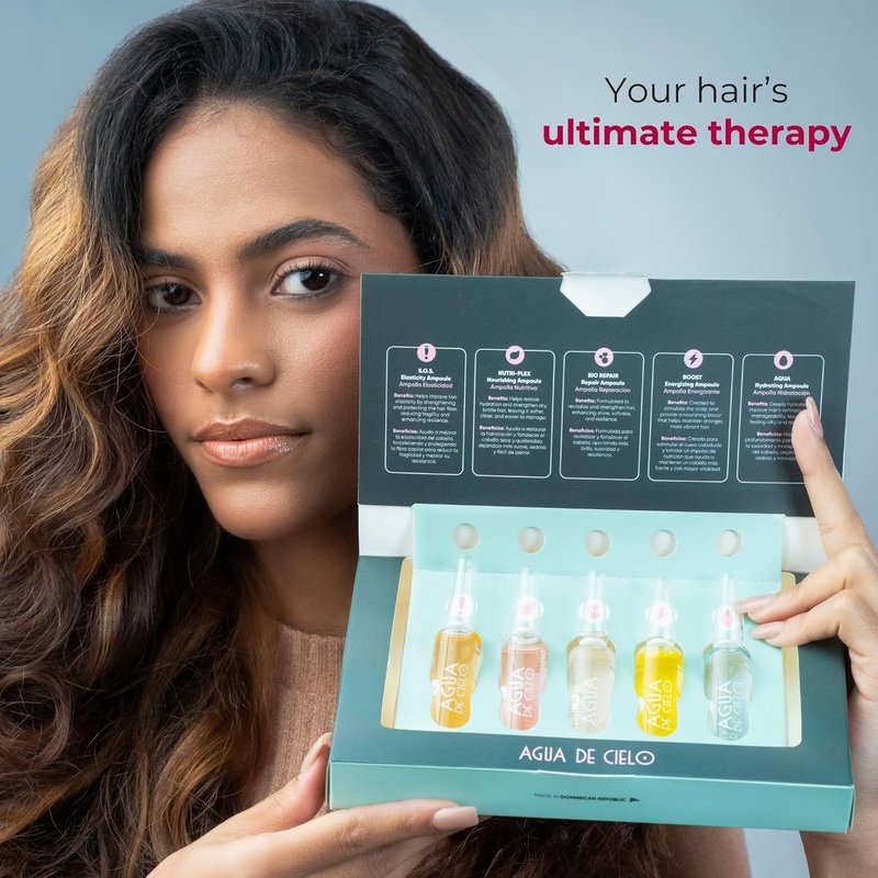 Agua de Cielo Hair Therapy Complex - Professional Hair Ampoules for Intense Nourishment & Hydration | 5 x 10ml
