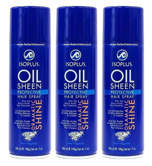 Isoplus Oil Sheen Hairspray 7 oz. Regular (Pack of 3)
