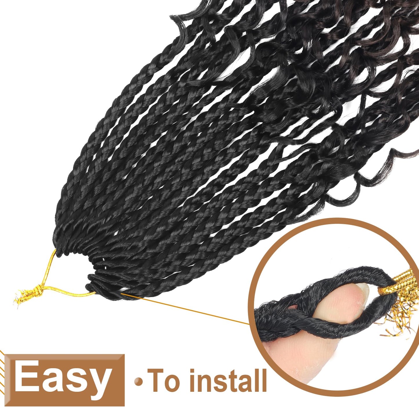 Goddess Box Braids Crochet Hair With Curly Ends 14 Inch Bohomian Box Braids Crochet Braids 8 Packs 3X Crochet Braids Synthetic Braiding Hair Extension for Black Women (14 Inch (Pack of 8), 1B-4-30)……