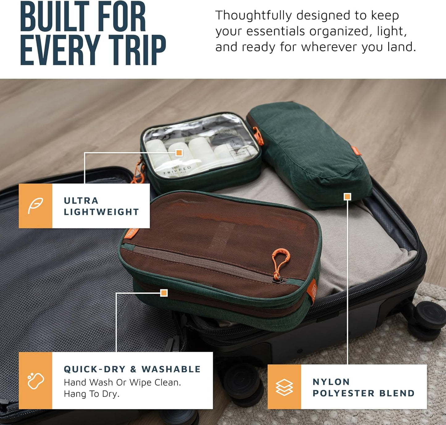Travel Toiletry Bag Set - Hanging Organizer + TSA-Approved Liquid Bag + Ultralight Accessory Pouch