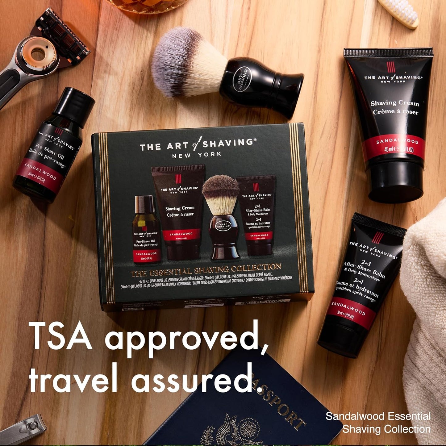 Sandalwood 4-in-1 Shaving Trial Kit | Pre-Shave Oil, Cream, Brush & Balm for Irritation Relief