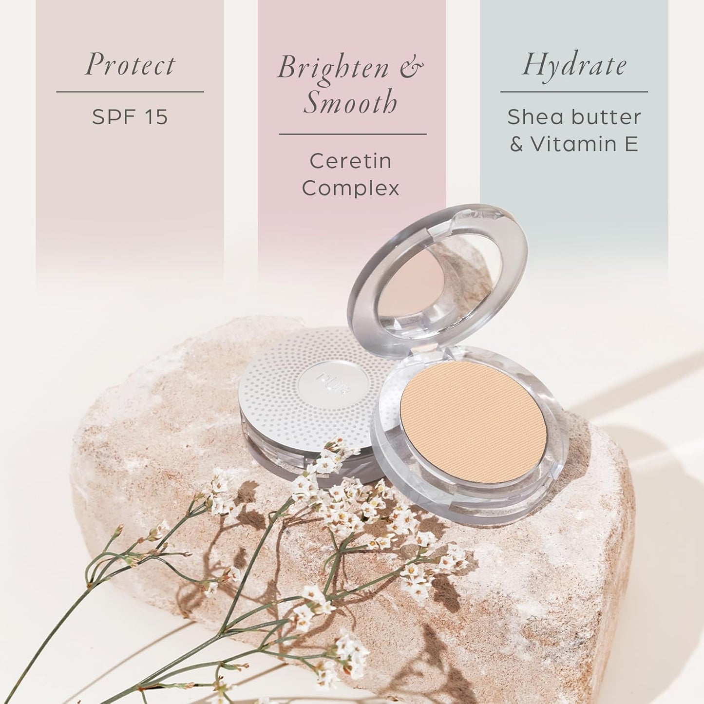 PÜR MINERALS Chisel Makeup Brush & 4-in-1 Pressed Mineral SPF 15 Foundation Bundle | Perfect for Flawless Coverage