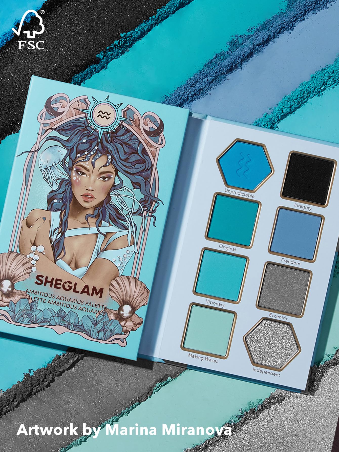 SHEGLAM Glitter Metallic Palette 8-Color High Pigment Green Gold Long Wearing Horoscope Collection Palette - Virtuous Virgo