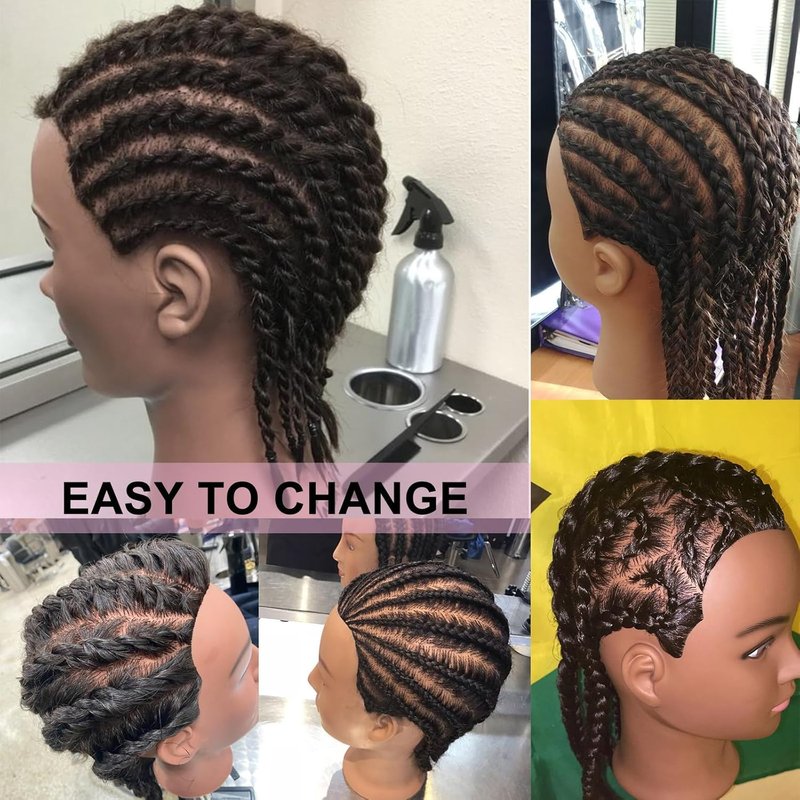 Lamcestyr Mannequin Head with Long Black Hair, Clamp Stand and DIY Hair Styling Set for Braiding Hair Styling (2#, 16 inches)