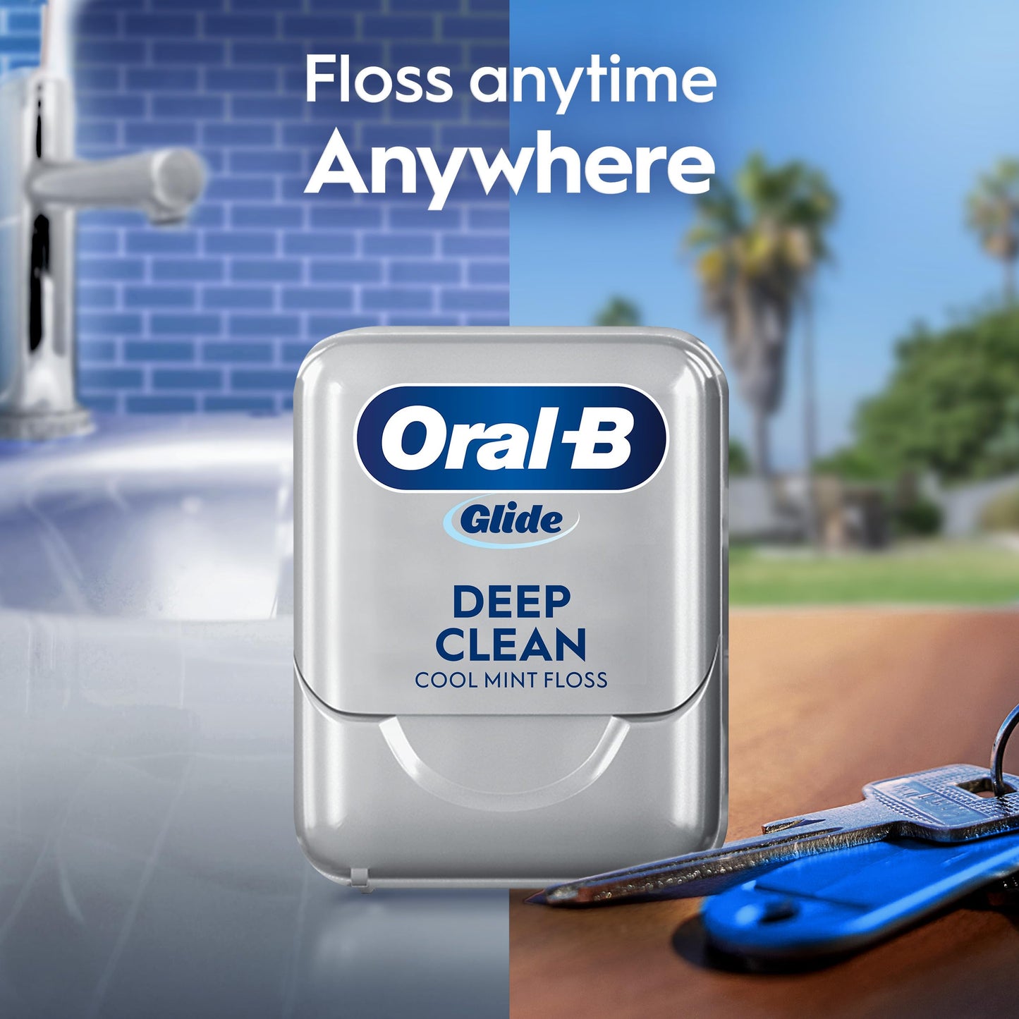 Oral-B Glide Deep Clean Dental Floss, Cool Mint, 6 Pack (262.4 YD Total) - Shred-Resistant Smooth Dental Tape for Tight Spaces