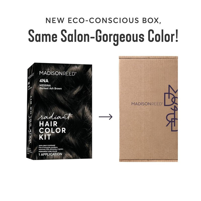 Radiant Hair Color Kit - 4NA Darkest Ash Brown Permanent Dye for Dimensional Gray Blending | PPD-Free & Ammonia-Free