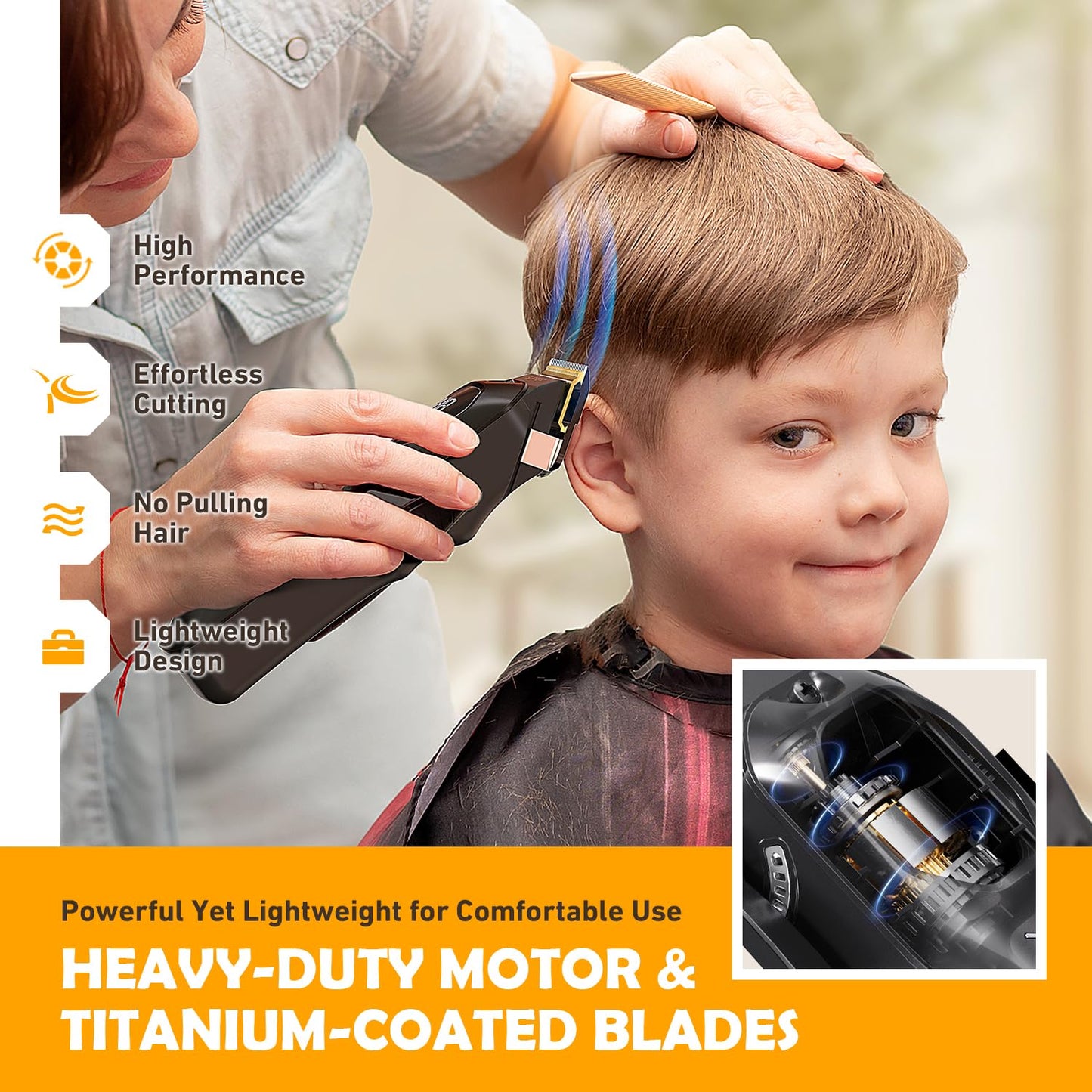 Professional Cordless Hair Clippers for Men- Hair Cutting Kit for Barbers & Family, Wireless Beard Hair Trimmers Set with LED Display, Rechargeable Hair Cutting Machine for Family (Black)