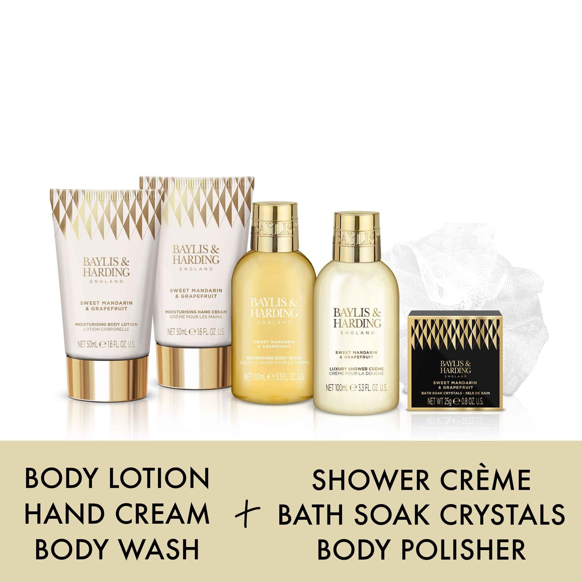 Baylis & Harding Gift Set for Women - Luxury Bath & Skincare Set - Sweet Mandarin & Grapefruit Luxury