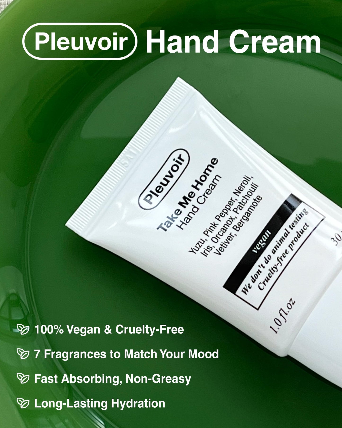 Pleuvoir Morning Soil Petrichor Perfume Hand Cream for Men & Women, Travel Size with 5 Hyaluronic Acids & Shea Butter, Non-Greasy K-Beauty Moisturizer, Earthy Woody Niche Fragrance, French MANE 1 oz