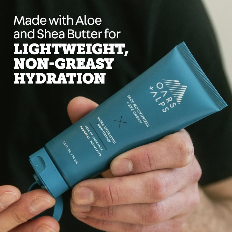 Oars + Alps Face Moisturizer and Eye Cream, Face Lotion with Aloe Leaf Juice and Vitamin E, Long Lasting, Hydrating Cream, TSA Friendly, 2.5 Fl Oz, 2 pk