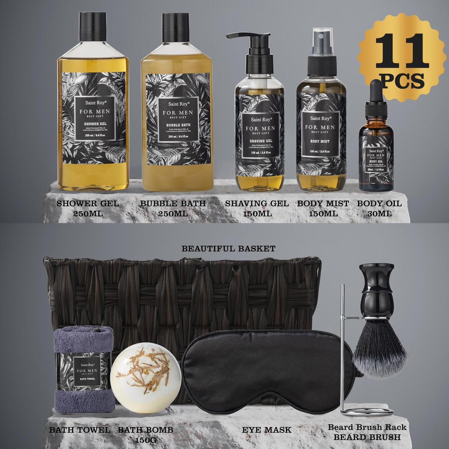 Fathers Bath and Body Gift Set, Birthday Gifts for Men Basket Spa Gift Set