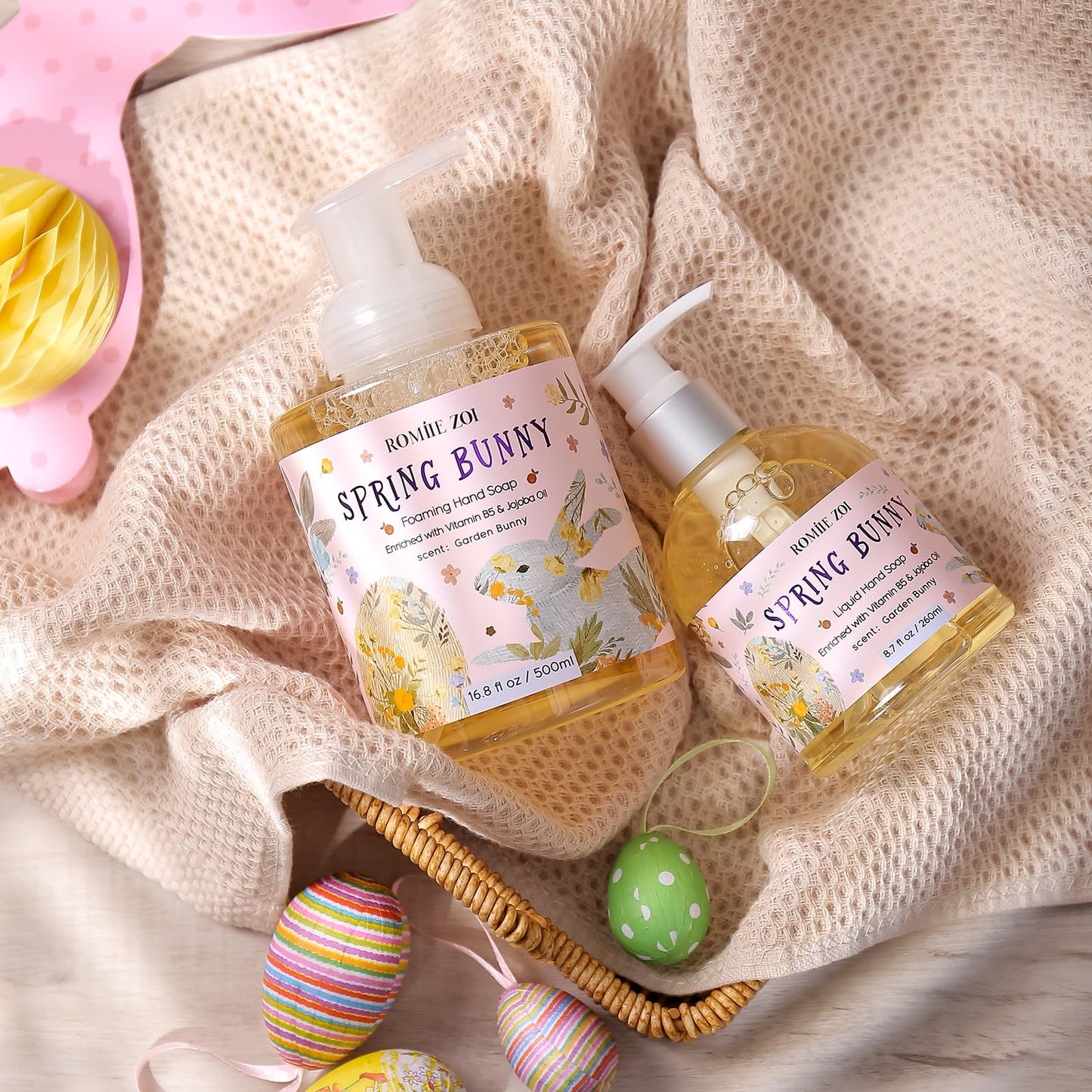ROMIIE ZOI Foaming Hand Soap for Easter Gift Basket- Spring Bunny - Infused with Garden Bunny Aroma - 500 ML / 16.8 FL OZ