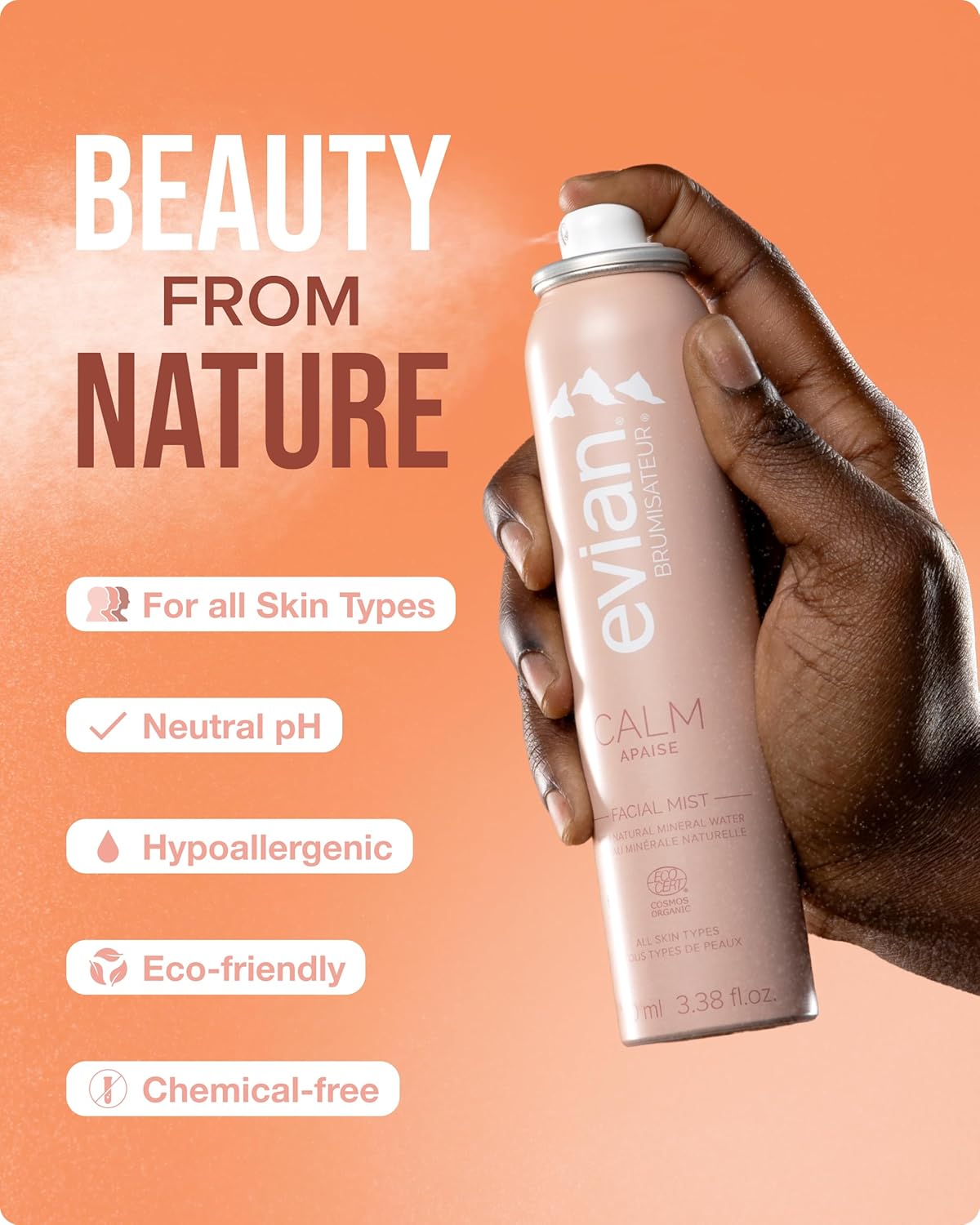 Evian Facial Spray - Hydrating Face Mist with Natural Mineral Water & Plant Extracts | 3.38 oz