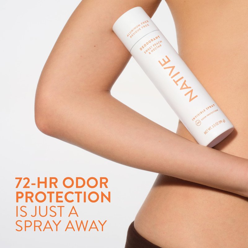 Native Deodorant & Body Spray, Sweet Peach & Nectar, 72-Hour Odor Protection for Underarms & Body, Aluminum Free, Quick Drying, 3.5 oz