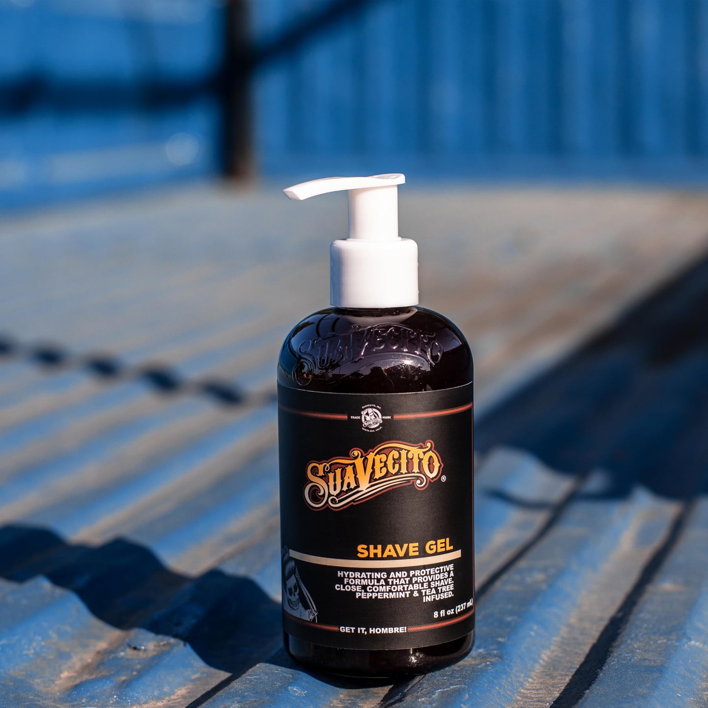 Suavecito Shave Gel 8 oz. Pump Bottle, Peppermint and Tea Tree Infused, Clear Formula That Hydrates and Protects Skin