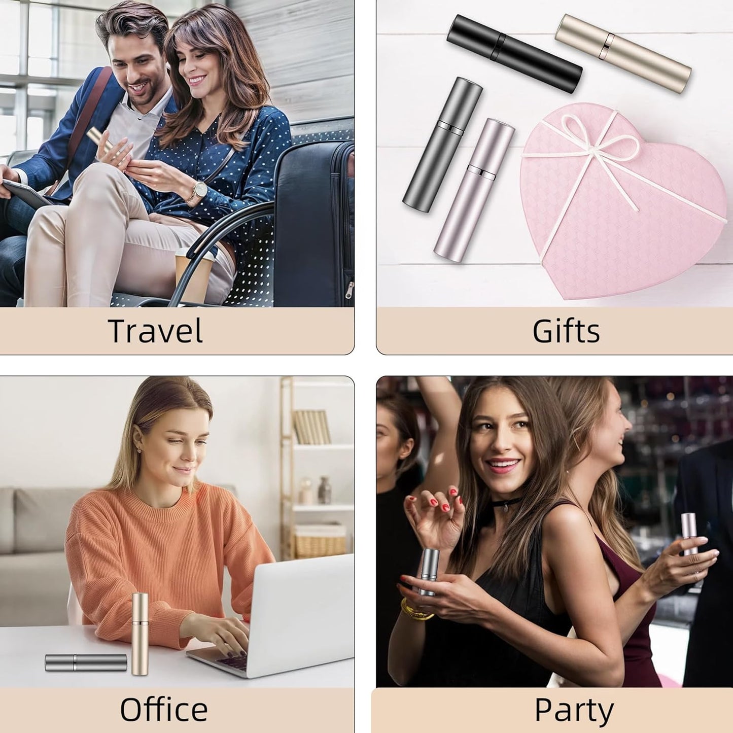 Refillable Perfume Bottle - 5ml Portable Purse Atomizer | Travel Spray for Cologne - Black & Pink