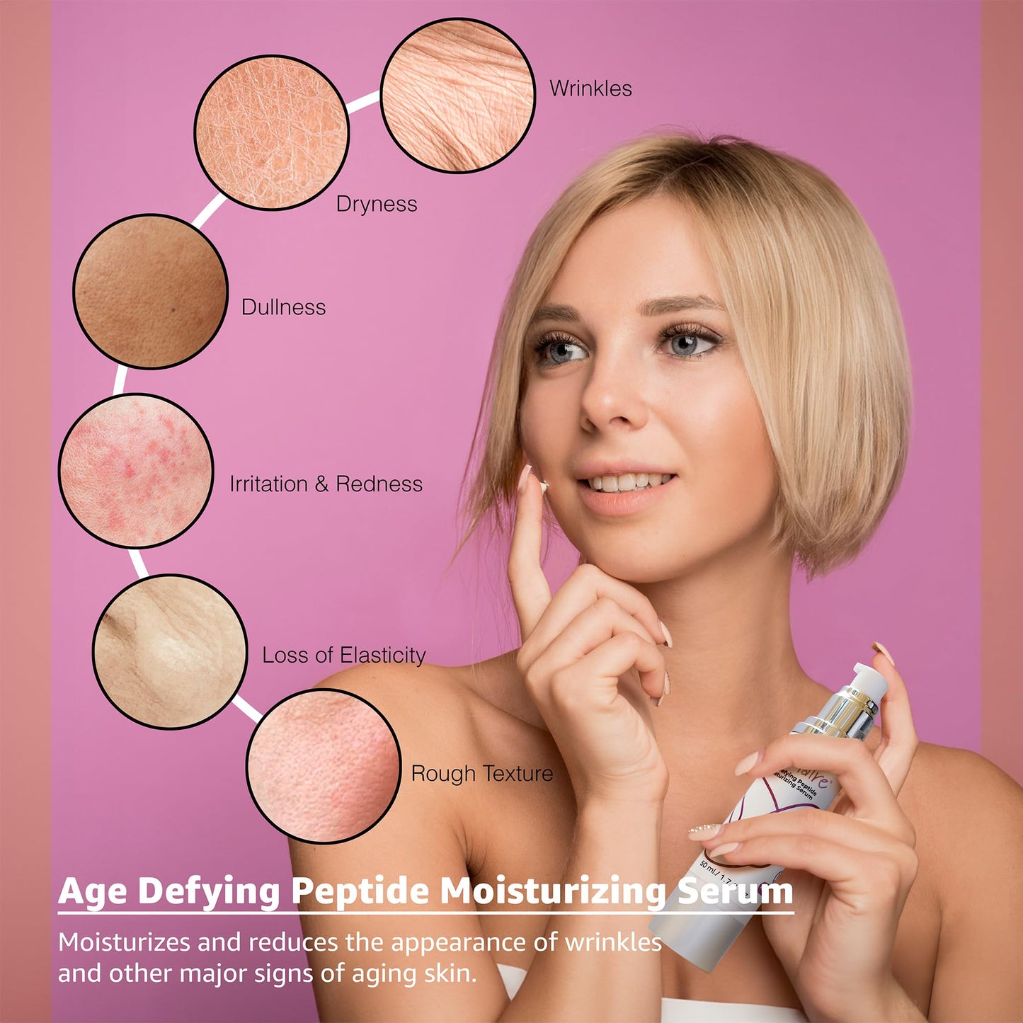 LaClaire Age-Defying Peptide Moisturizing Serum – Retinol Night Treatment with Vitamin C & Aloe Vera – Wrinkle-Reducing & Hydrating, 1.7 oz