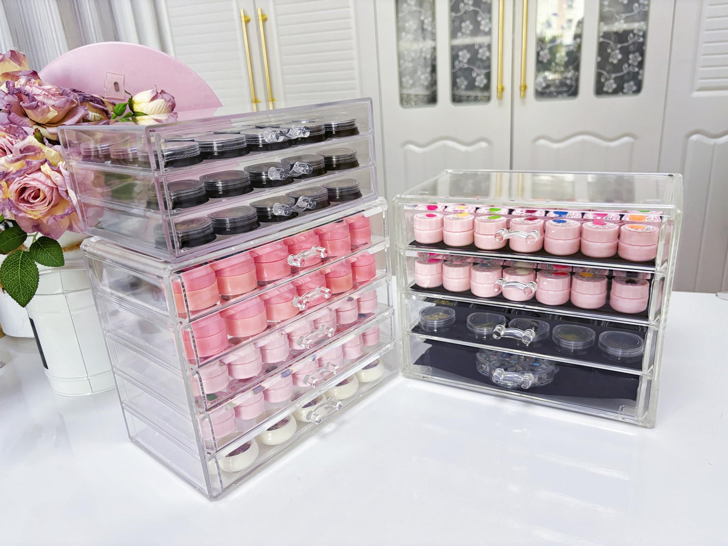 Guolich 4 Tier Nail Art Decoration Storage Box，Acrylic Make Up