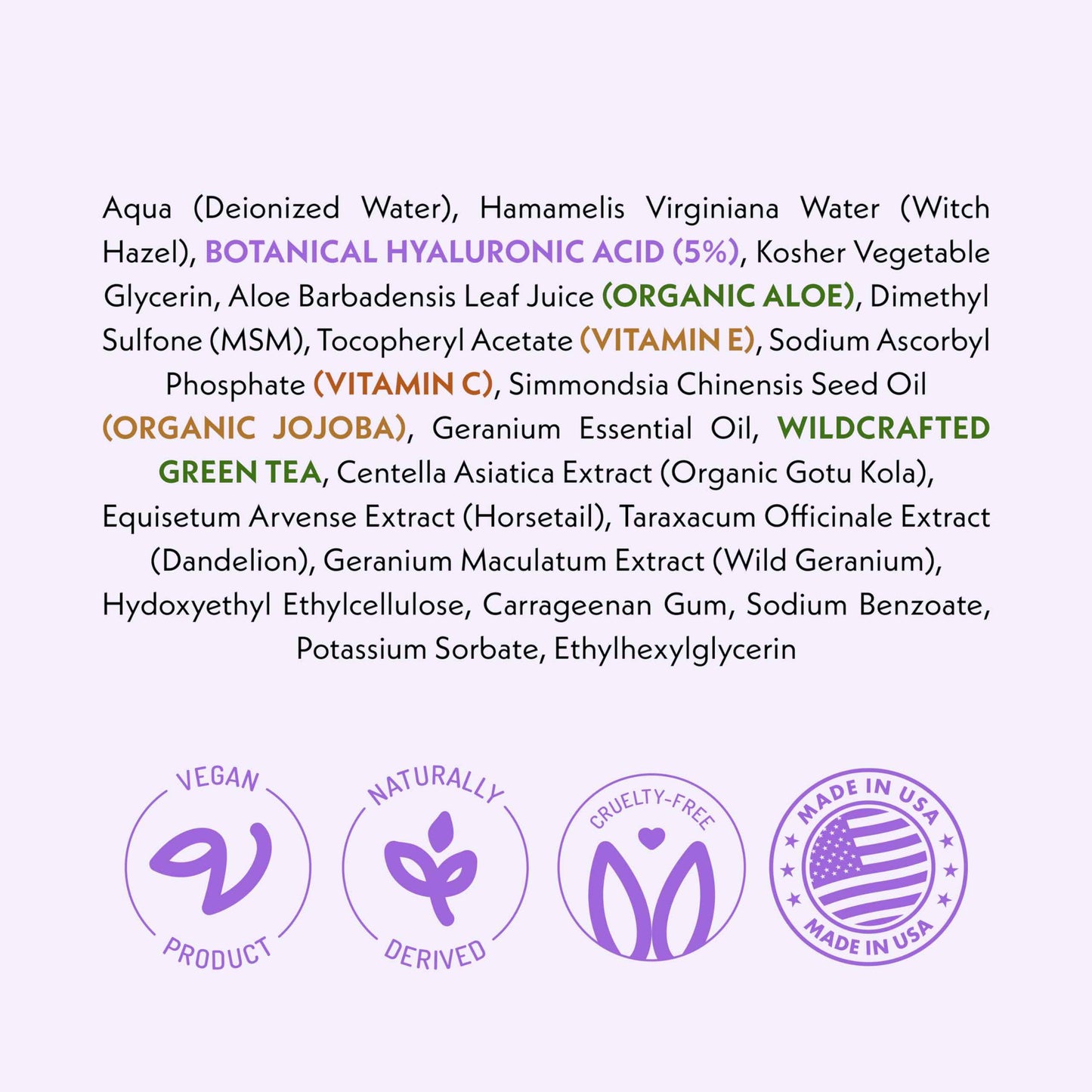 Eve Hansen Hydrating Hyaluronic Acid Serum for Face with Vitamin C, Vitamin E, Green Tea | 72% Organic Firming Facial Moisturizer, Anti-Wrinkle, Skin Plumper (1 oz)