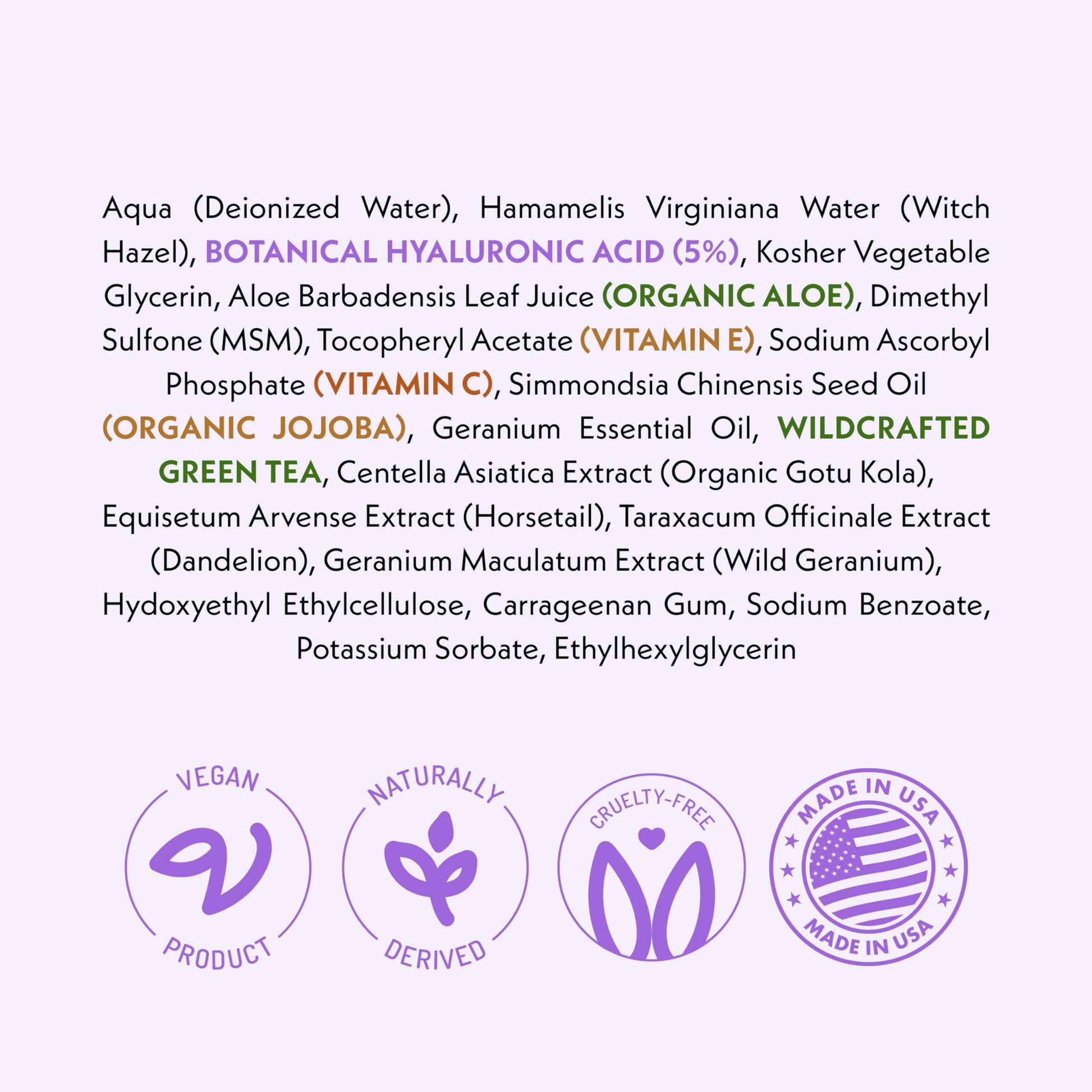 Eve Hansen Hydrating Hyaluronic Acid Serum for Face with Vitamin C, Vitamin E, Green Tea | 72% Organic Firming Facial Moisturizer, Anti-Wrinkle, Skin Plumper (1 oz)