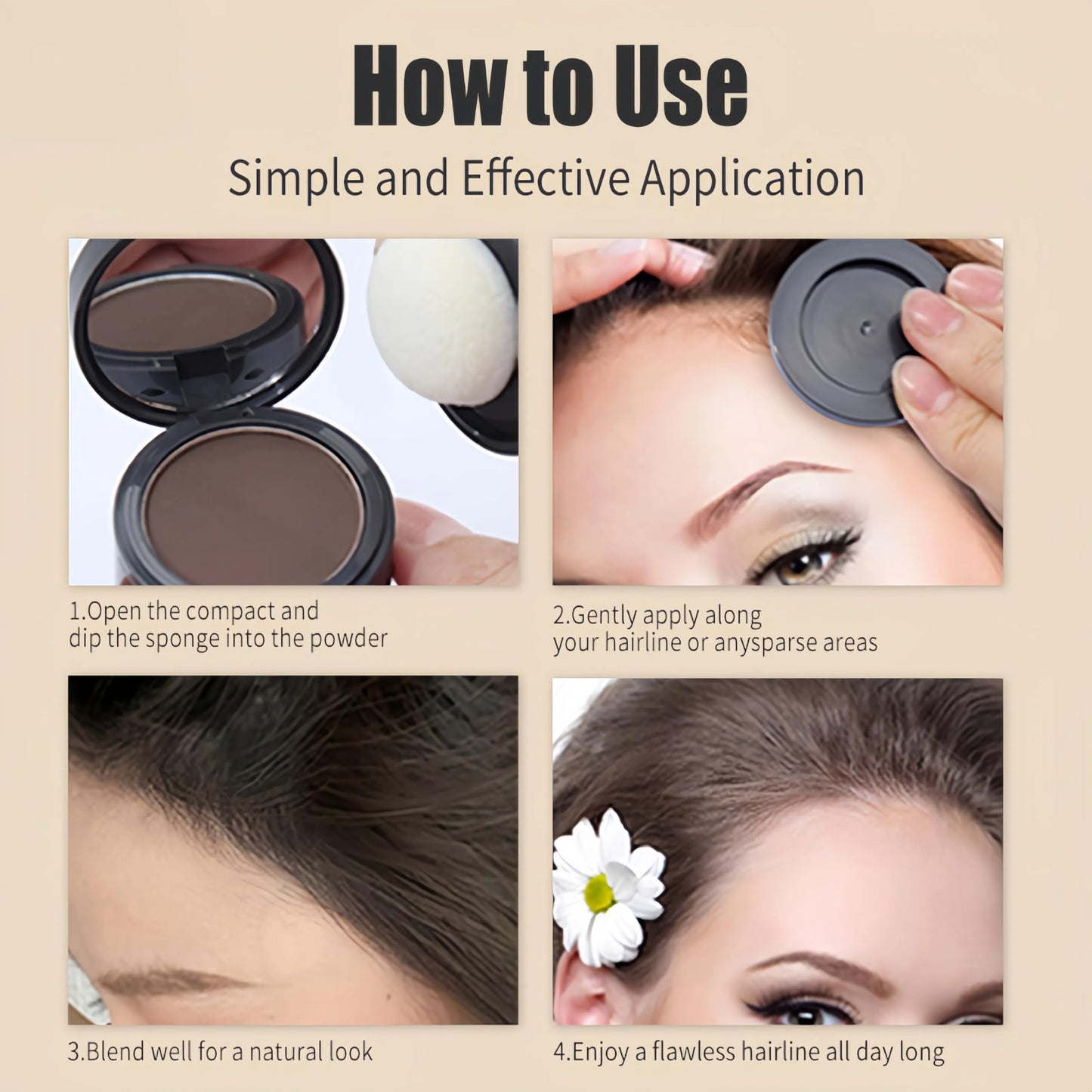 gowwim Root Touch Up, Hair Powder for Instantly Concealing Hair Loss, Receding Hairline & Beard, Eyebrow Powder, 0.14oz/4g