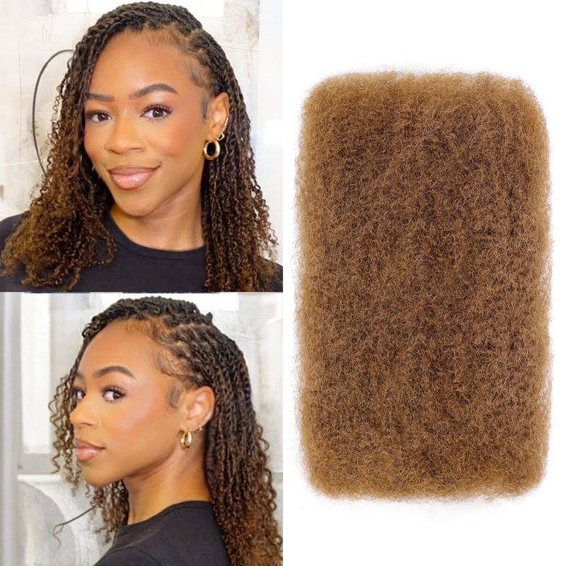 BLL Afro Kinkys Bulk Human Hair-100% Human Hair for Mini Twist Braiding Dreadlock Loc Extensions Afro Kinky Curly Hair Bulk Black Color (30#, 16 Inch Pack Of 1)