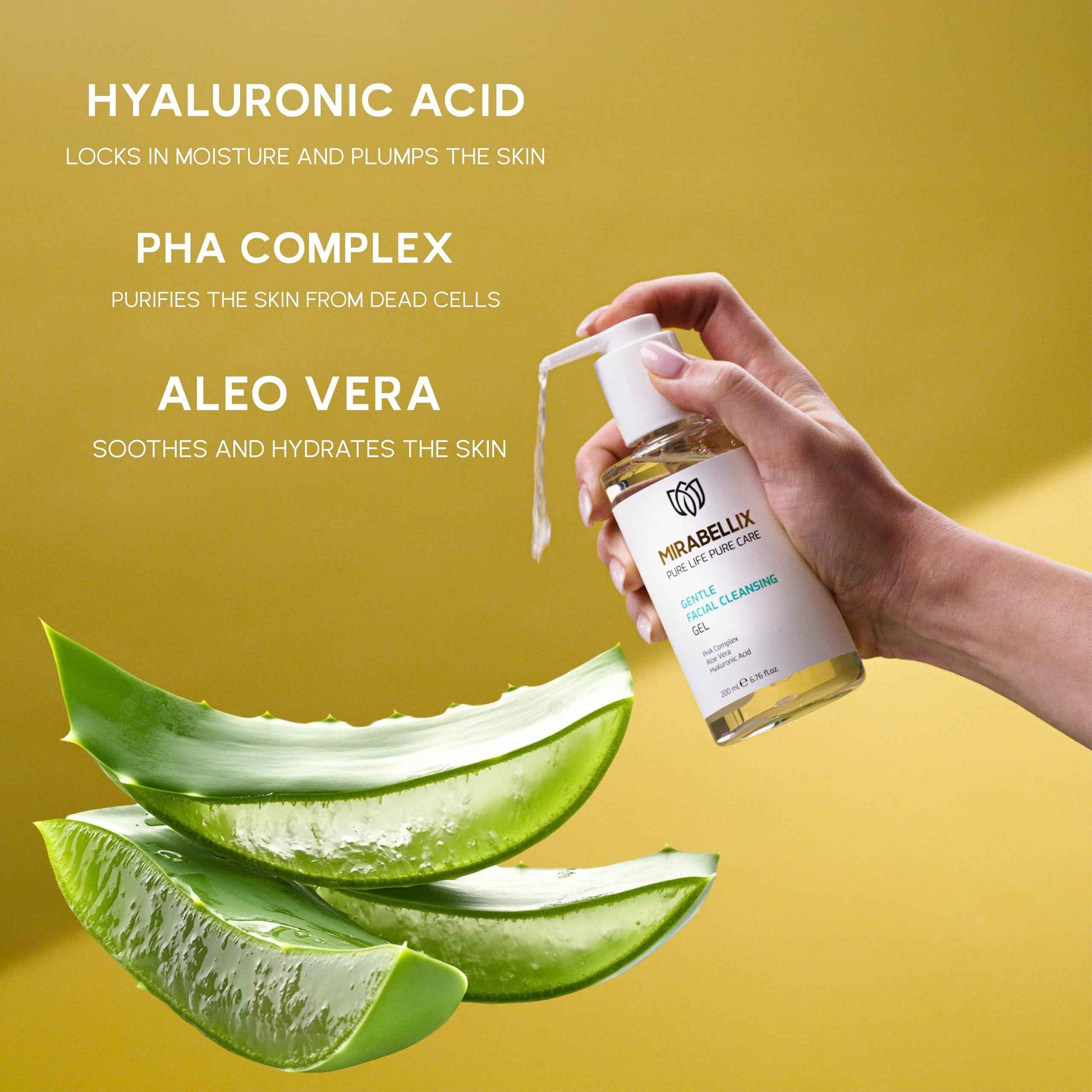 Gentle Foaming Face Wash Gel with PHA Complex, Aloe Vera, Hyaluronic Acid & Niacinamide – Hydrating Facial Cleanser for All Skin Types | Soothing, Purifying & Moisturizing | 6.76 fl. oz (200 mL)