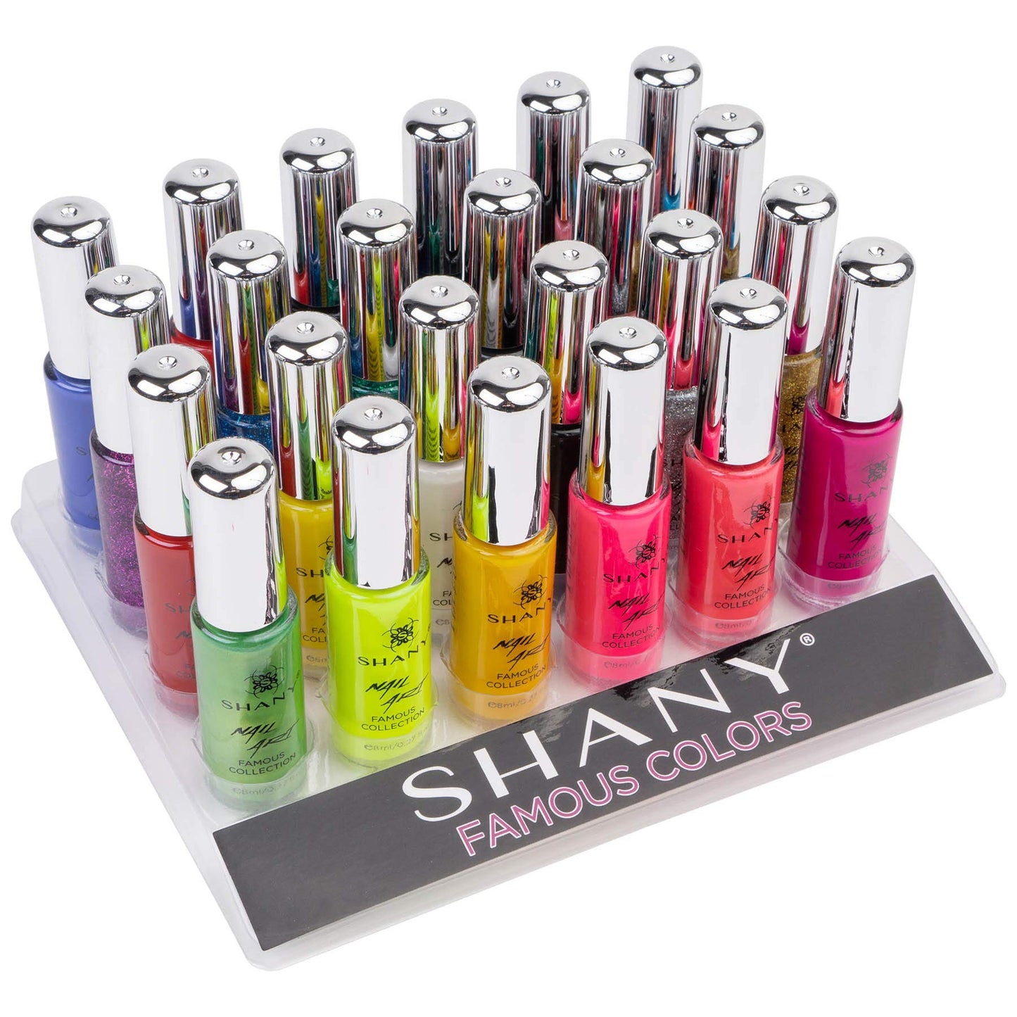 SHANY Nail Art Set Nail Polish - Glitter, Metallic, Pearls, Neon and Matte Nail Lacquer NailArt Drawing Decoration Set With Built-in Thin Nails Brush - 24 Famous Colors Nail Varnish Bulk