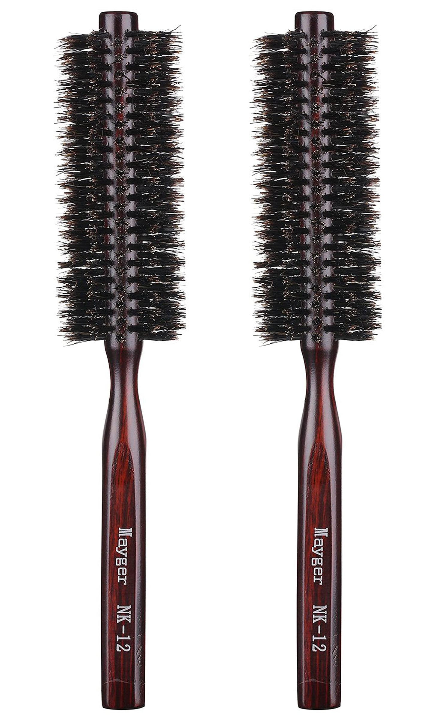 PERFEHAIR Boar Bristle Round Brush-1.3 inch, Pack of 2, Small Round Brushes for Blow Drying Styling Short, Fine, Thin Hair & Beard