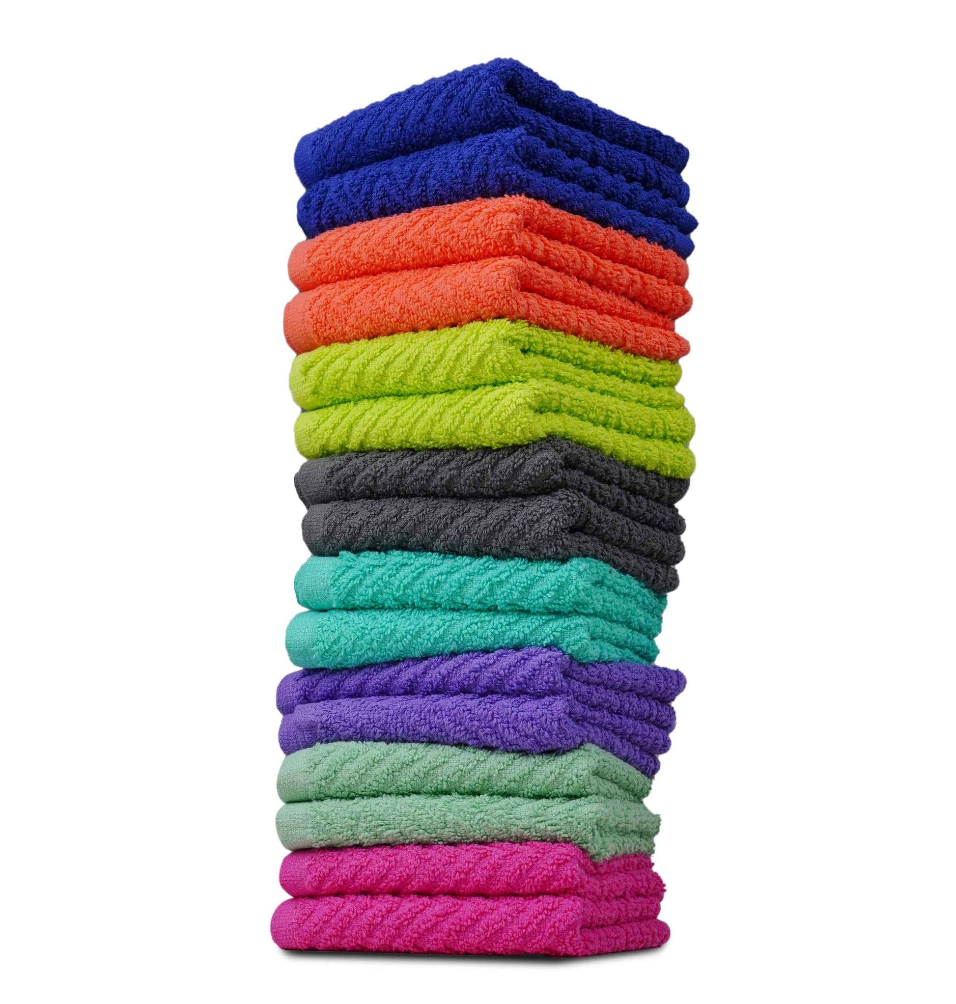 ZUPERIA Zigzag Multicolor Wash Cloths -16 Pack -12" x 12"- Highly Absorbent Soft Washcloths for Face, Gym Towels, Hotel Spa Quality, Reusable & Multipurpose Wash Cloth Towels