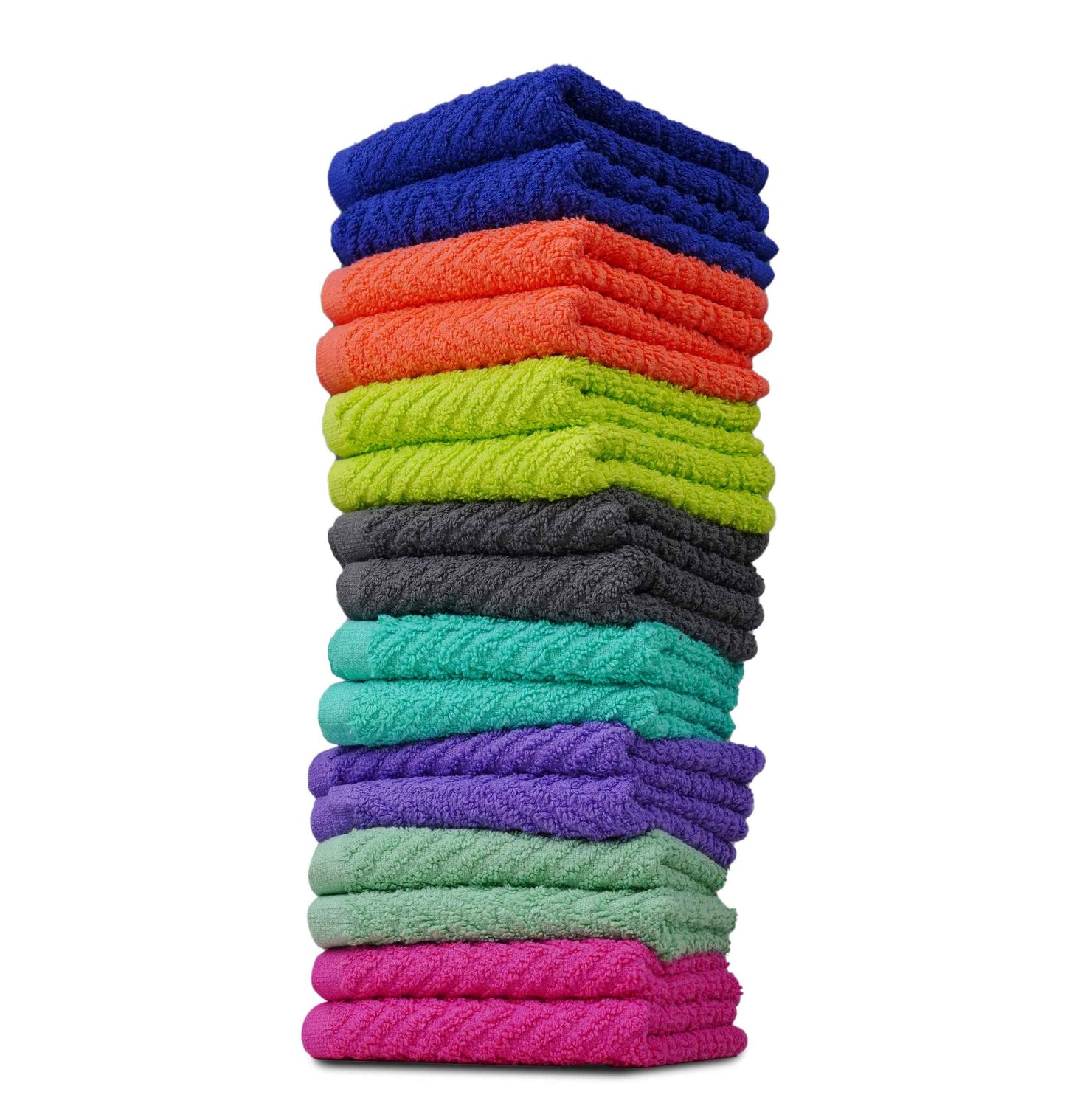 ZUPERIA Zigzag Multicolor Wash Cloths -16 Pack -12" x 12"- Highly Absorbent Soft Washcloths for Face, Gym Towels, Hotel Spa Quality, Reusable & Multipurpose Wash Cloth Towels