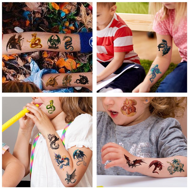 Dragon Temporary Tattoos - 300+ Fun Party Favors for Kids & Adults | Birthday Decorations & Goodie Bag Fillers