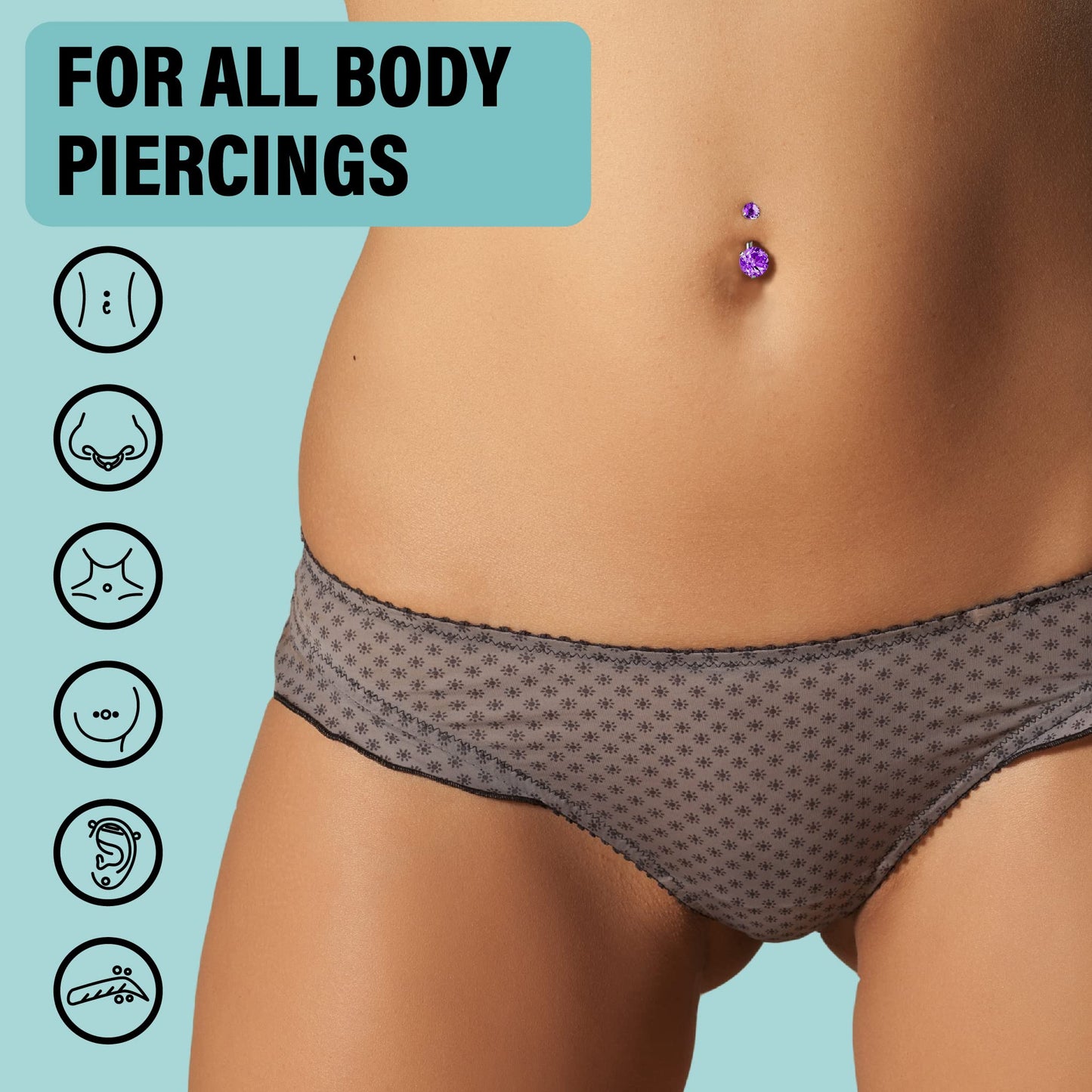 BASE LABORATORIES Keloid Bump Removal Gel Swabs | Piercing Aftercare Gel Swabs for Piercing Bump Treatment | Medicated Piercing Cleaner Saline Solution for Ear, Nose, Belly, Body Piercings | 72 Swabs