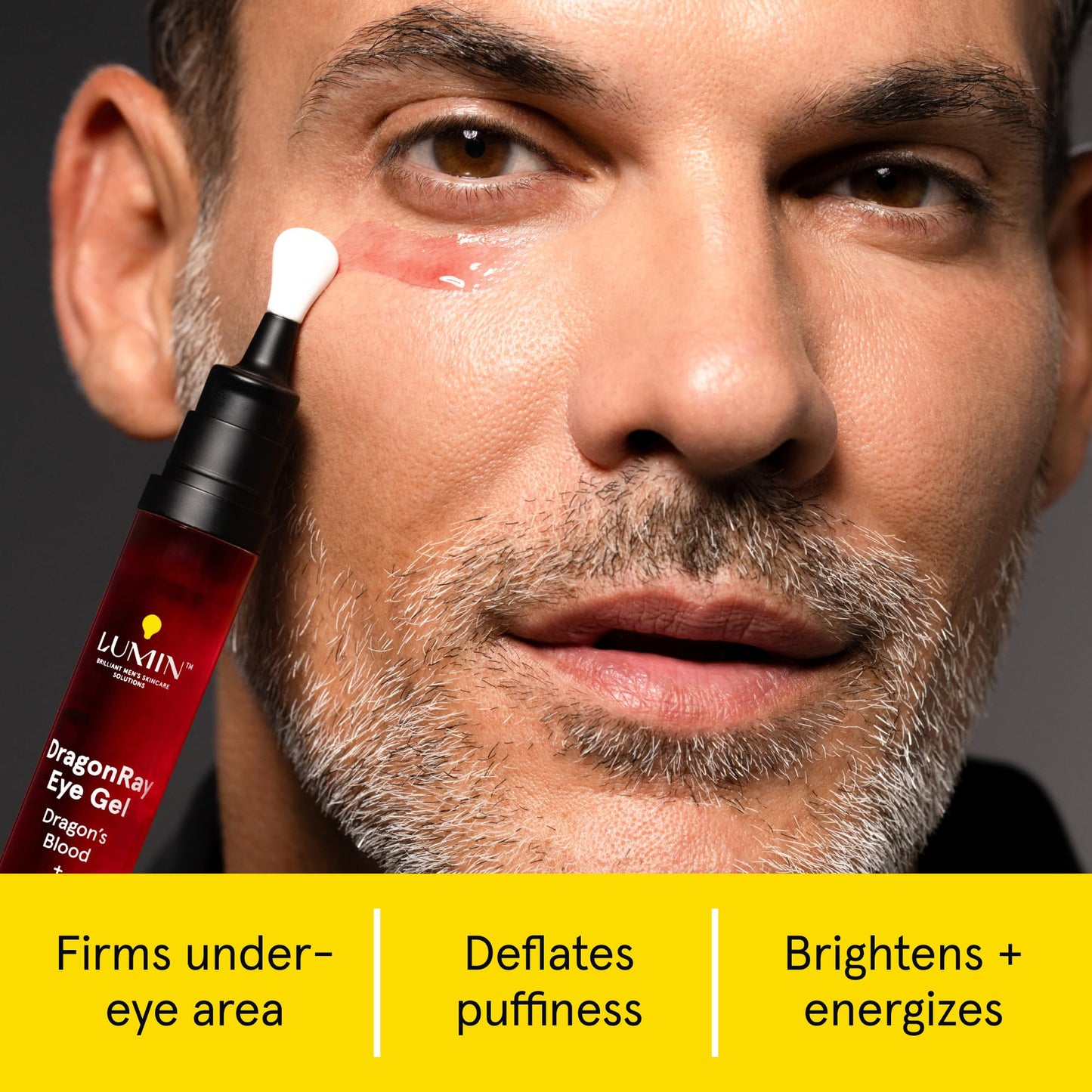 Lumin DragonRay Eye Gel for Red Light Therapy, Dark Circles Under Eye Treatment & Puffiness, Under Eye Serum with Copper Tripeptides, Hyaluronic Acid & Caffeine, Anti-Aging, Vegan, 0.51oz (15ml)