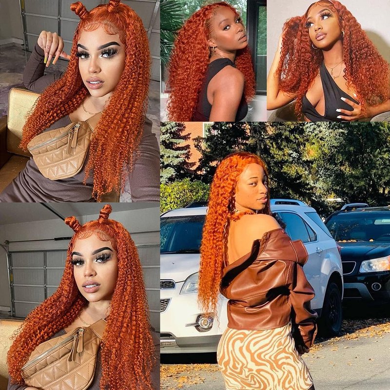 Ginger Bundles Human Hair - 350 Deep Wave Remy Hair Extensions | 8-10-12 Inch Orange Bundles for Women