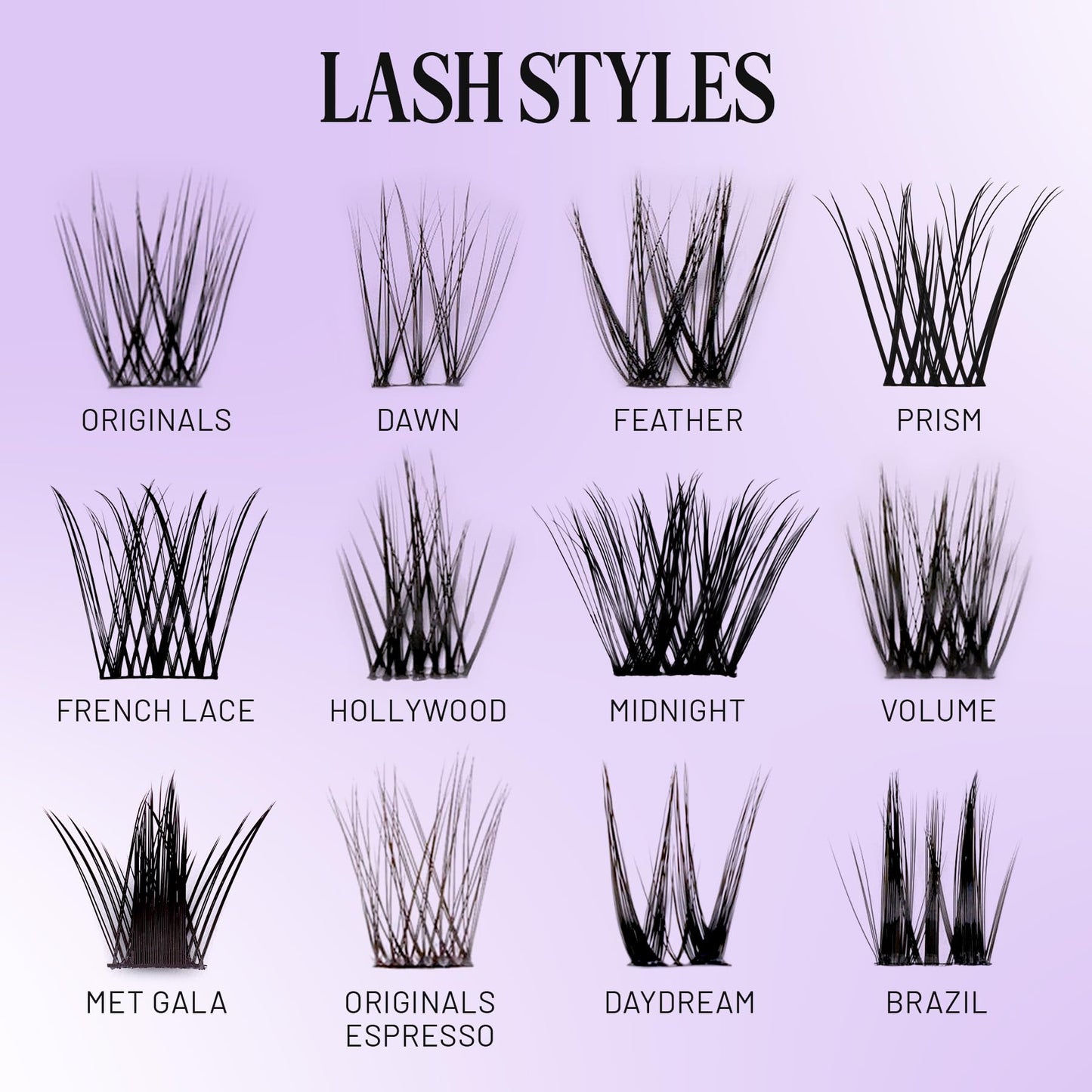 Lilac St - Originals Starter Kit - Includes Natural Faux Eyelash Clusters (10mm & 12mm), Clear Lash Glue, & Lash Applicator - Lightweight & Lifelike - Lasts 10 Days - Cruelty Free, Vegan - 20 Lashes