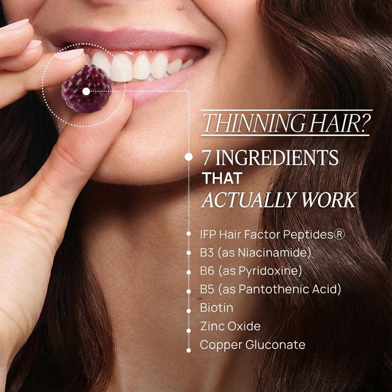 OMI - Peptides for Hair Growth, Gummies for Women with Patented Follicle Fortifying Biotechnology, Now in Delicious Wild Berry Flavor (60 Gummies)