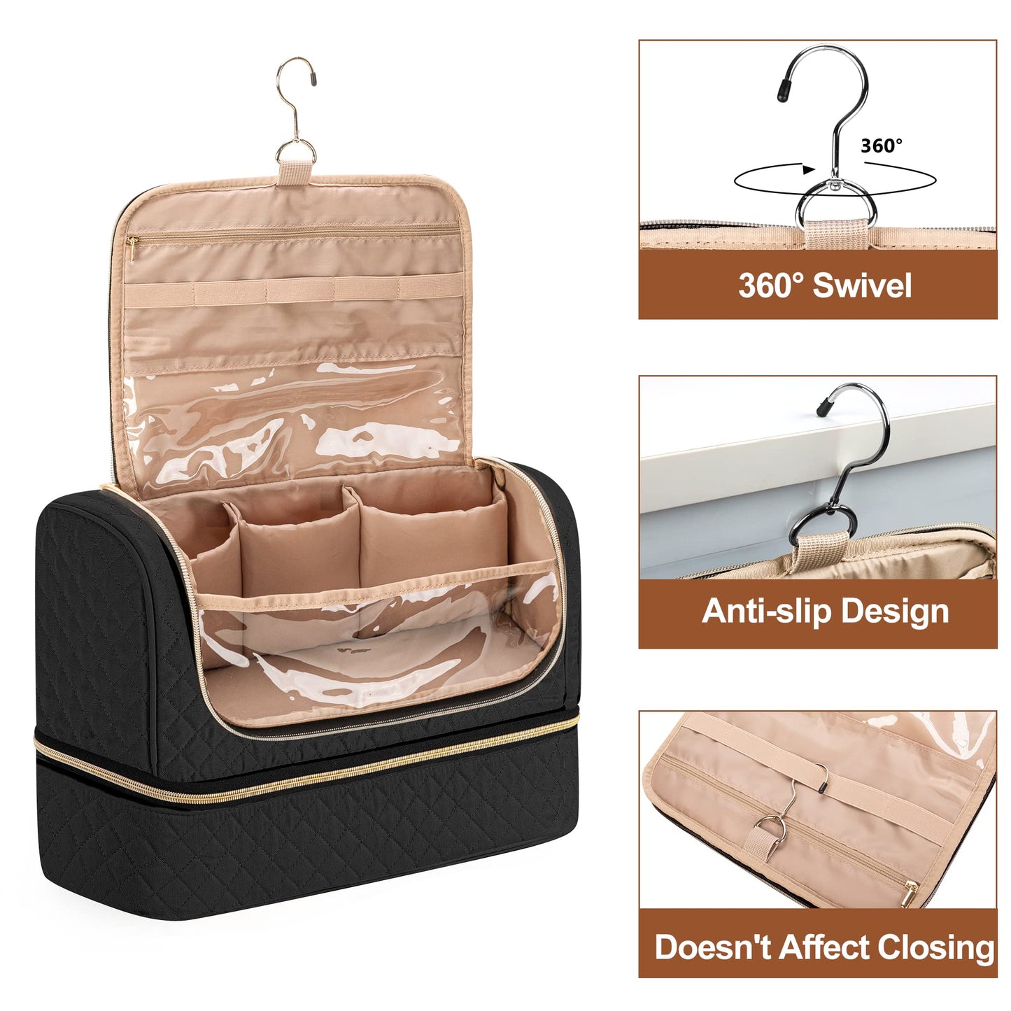 Yarwo Large Airwrap Storage Bag Compatible for FlexStyle Styling (HD 430/440), Double Layers Travel Case Box for Flexstyle/Airwrap and Hair Styler Attachments, Black (Bag Only)