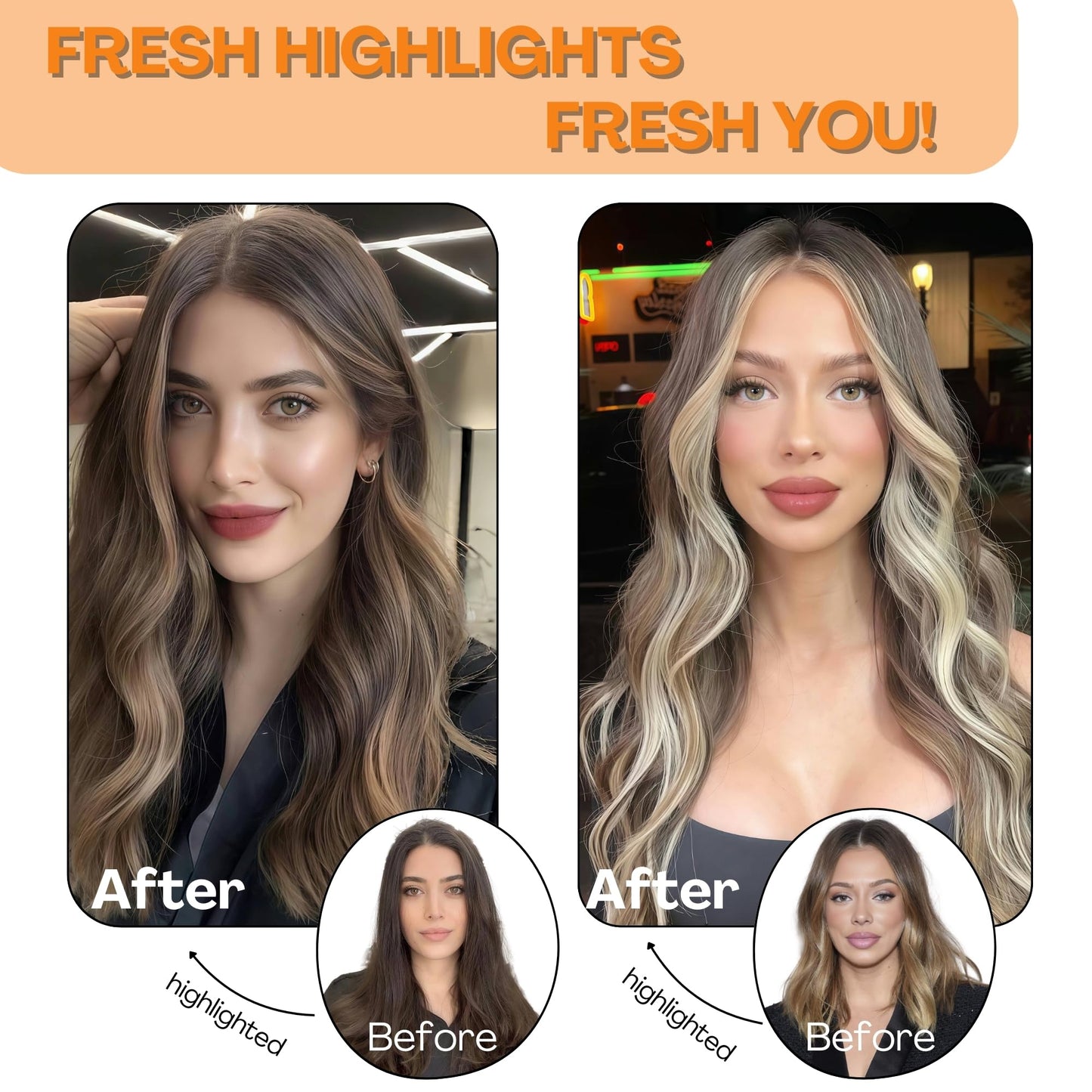 Human Hair Clip In Extensions, Single Clip Ins Short Hair Extensions, Remy Balayage Highlight Hairpieces for Women 6 Pcs 16 Inch 40g Dark Brown