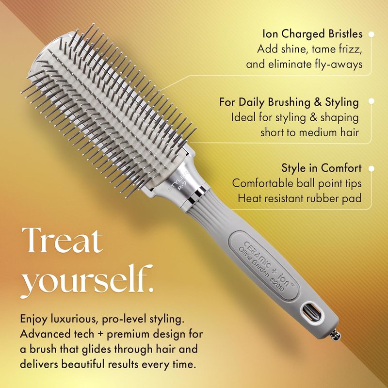 Olivia Garden Ceramic + Ion XL Pro Hair Brush - Paddle Brush for All Hair Types | Smooths & Adds Shine