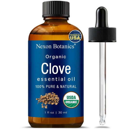 Organic Clove Essential Oil 30 ml - Pure, Natural, Undiluted for Toothache, Sore Muscles, Skin & Hair Care - Soothing Clove Bud Essential Oil - Nexon Botanics