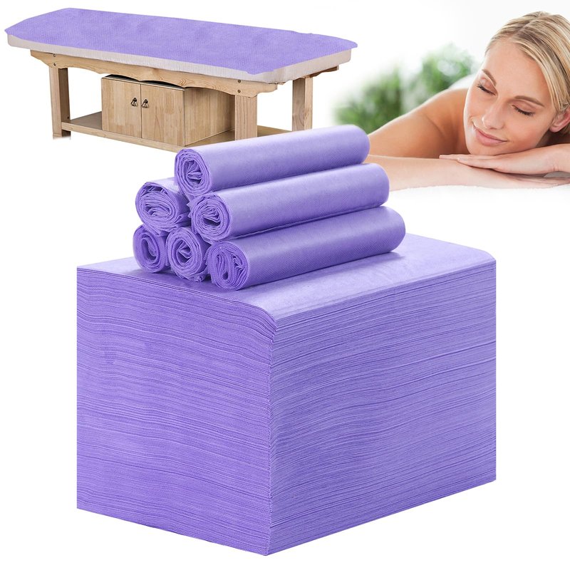 Disposable Bed Sheets for Massage Table 100 Pcs 31" x 71" Waterproof Massage Table Sheets Soft Non Woven Fabric SPA Massage Table Bed Cover Breathable for Beauty Tattoos Waxing Travel (Purple)